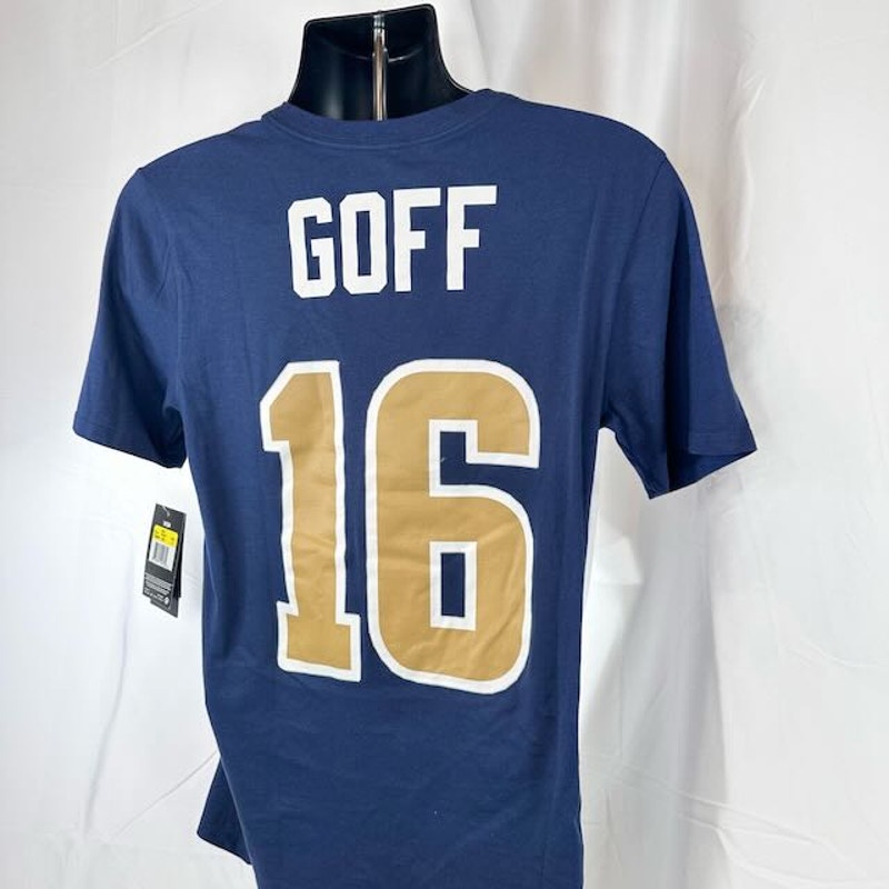 Nike NFL STL Rams Jared Goff #16 T-Shirt Crewneck Short Sleeve Navy Mens Size S