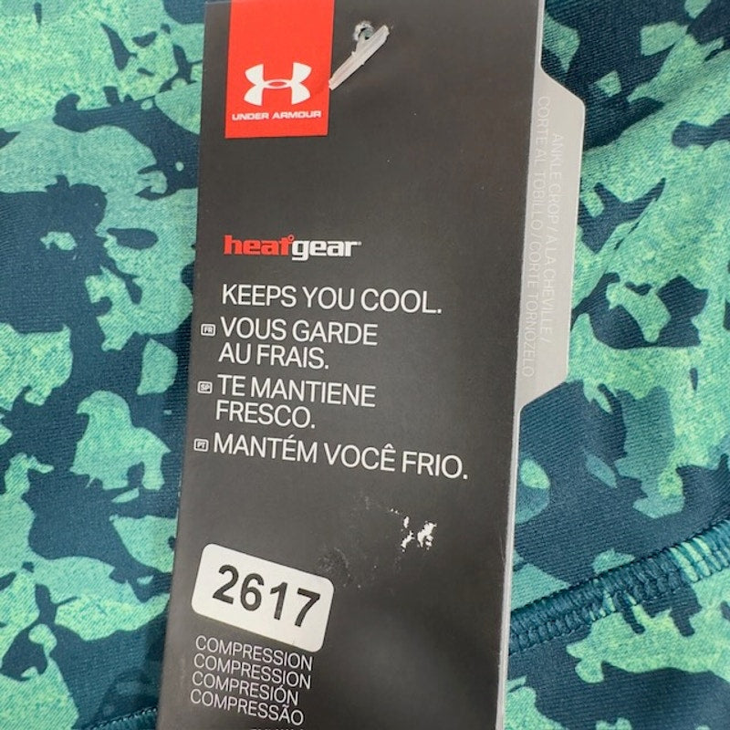 Under Armor Compression Leggings HeatGear Printed Mesh-Inset Green Womens XL