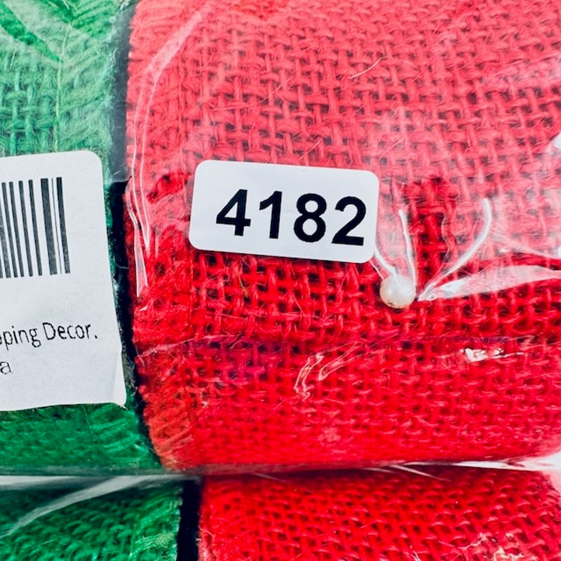 Klatie 3 Rolls Burlap Gift Wrapping Decor Holiday Christmas Beige Green Red