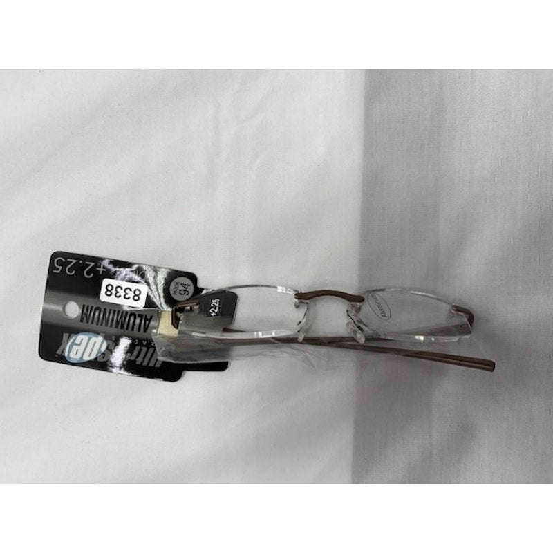 Ultra Spex Aluminum Reading Glasses +2.25 Medium Lightweight Brown Frame