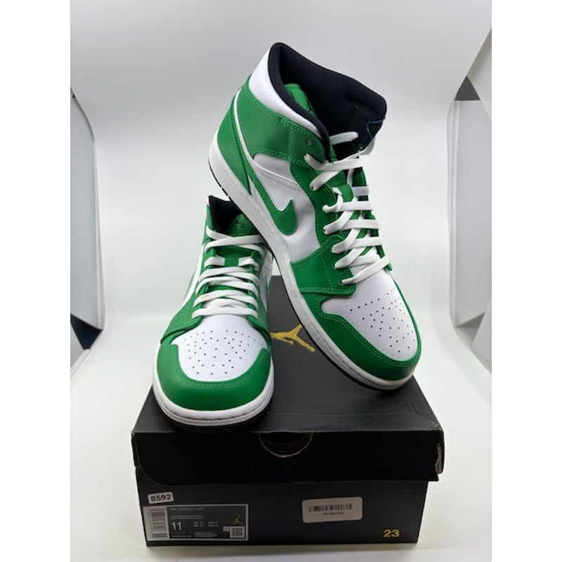 Nike Air Jordan 1 Mid Shoes DQ8426-301 Lucky Green White Black Mens Size 11
