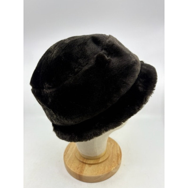 Saks Fifth Avenue Faux Fur Bucket Hat Soft Plush Winter Cap Brown Womens OSFM