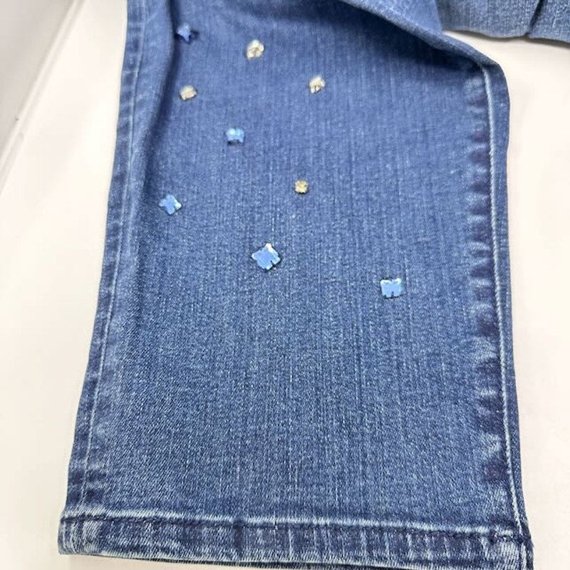 NYDJ Ami Skinny Ankle Jeans Embellished Beaded Denim Pioneer Wash Womens 20W