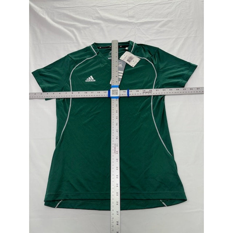Adidas Varsity Loose Fit Jersey Shirt Short Sleeve V-Neck Forest/White Sz M