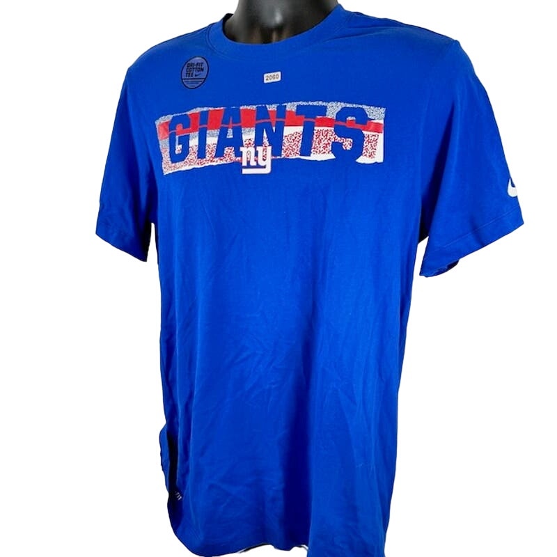 Nike NFL New York Giants T-Shirt Dri Fit Short Sleeve Crew Neck Blue Mens Size M