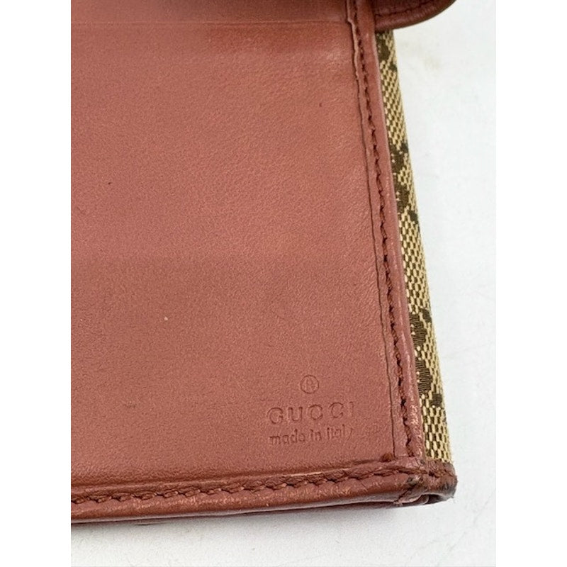 Gucci Vintage Wallet GG Monogram Canvas Leather Long Wallet Brown Made in Italy