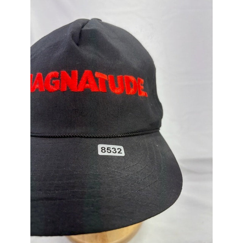 Magnitude Snapback Hat Red Embroidered Logo Adjustable Cap Black Unisex OSFM