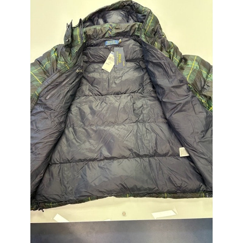 POLO Ralph Lauren Plaid Down Filled Hooded Puffer Jacket Green/Multi Mens XL