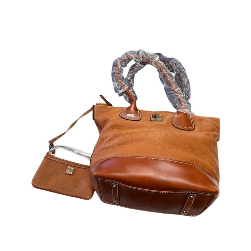 Dooney & Bourke Pebble Leather Tote Bag Set Shoulder Bag w/ Wristlet Brown