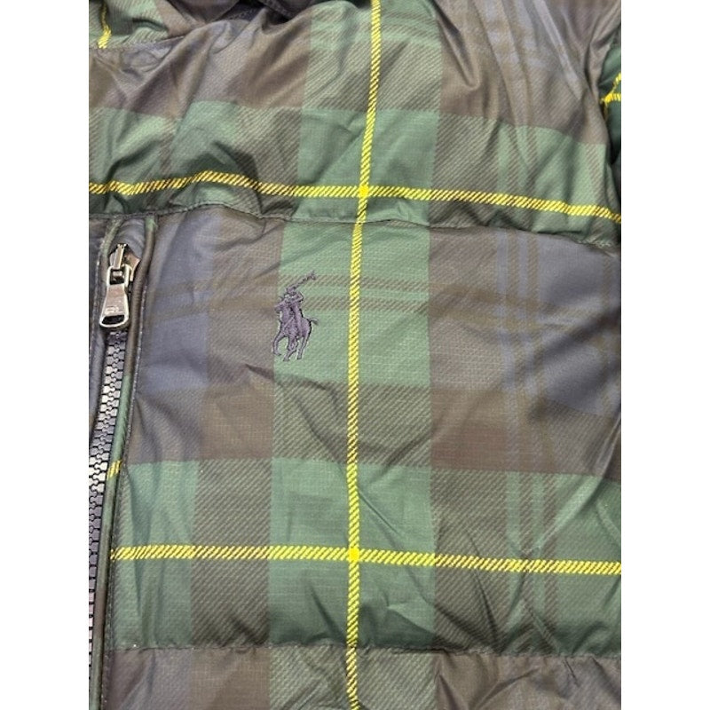 POLO Ralph Lauren Plaid Down Filled Hooded Puffer Jacket Green/Multi Mens XL