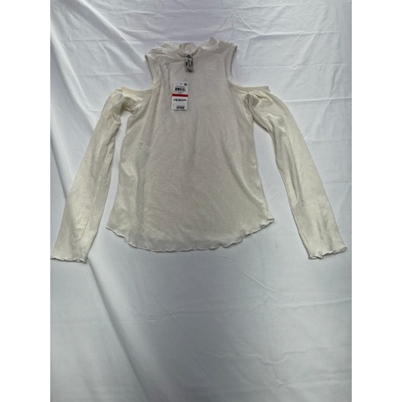 American Rag Cold-Shoulder Mock-Neck Top Long Sleeve Egret Juniors Size XS