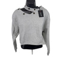 Kady Luxe Dog Collar Pullover Sweatshirt Raw Hem Crop Heather Gray Womens XS