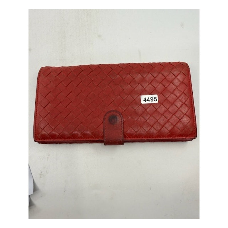 Bottega Veneta Intrecciato Flap Continental Woven Wallet Leather Orange/Red