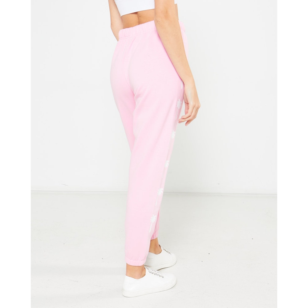Hurley Lost Horizons Fleece Jogger Pants High-Rise Palm Tree Pink Womens Size S