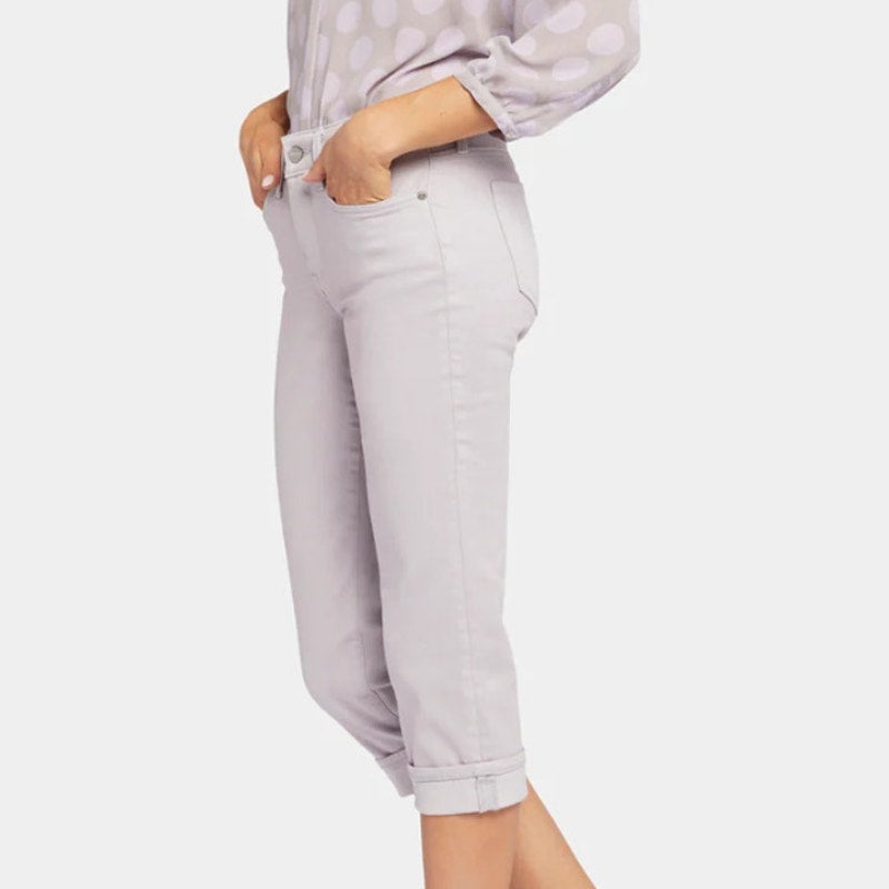 NYDJ Marilyn Straight Crop Capri Jeans Mid Rise Cuffed Hem Gray Womens Size 10P