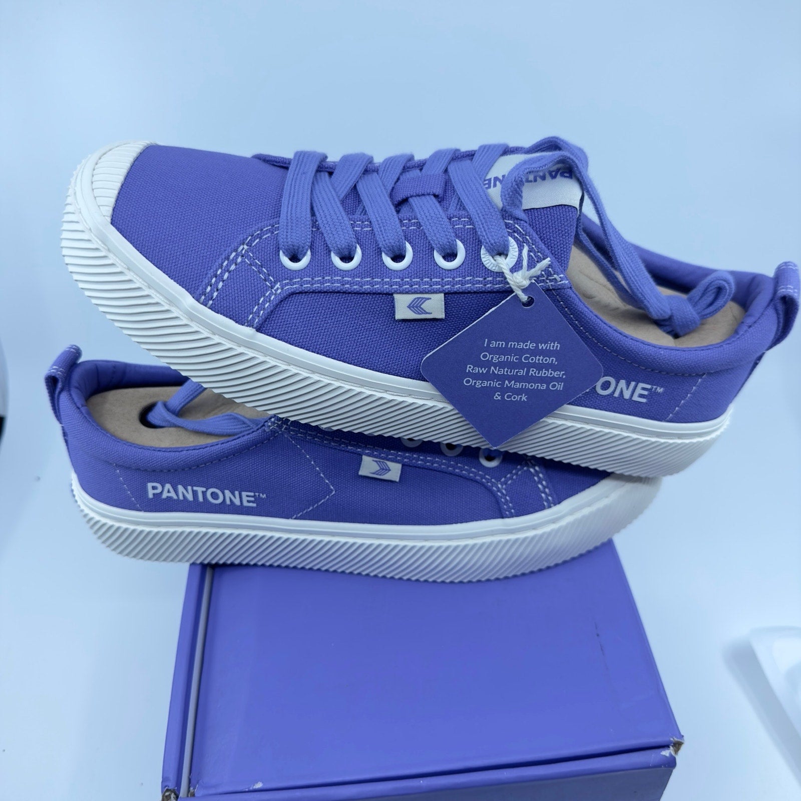 Cariuma Oca Low Pantone Sneaker Shoes Canvas Contrast Thread Blue W7.5/M6