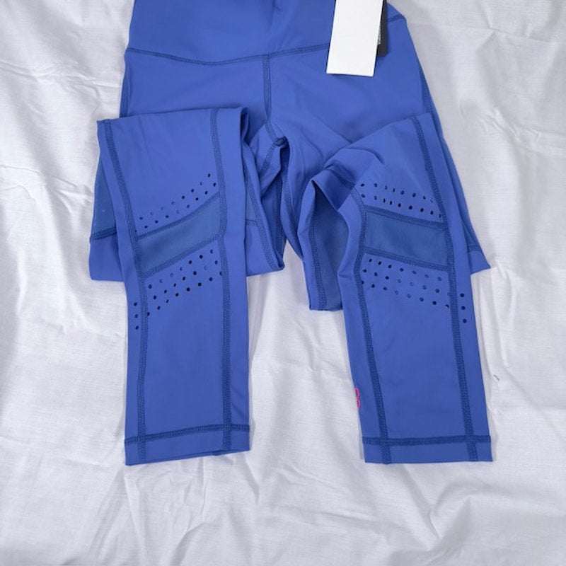 Kady Luxe Cosmo Leggings High Rise Elastic Waist Mesh Royalty Blue Womens XS