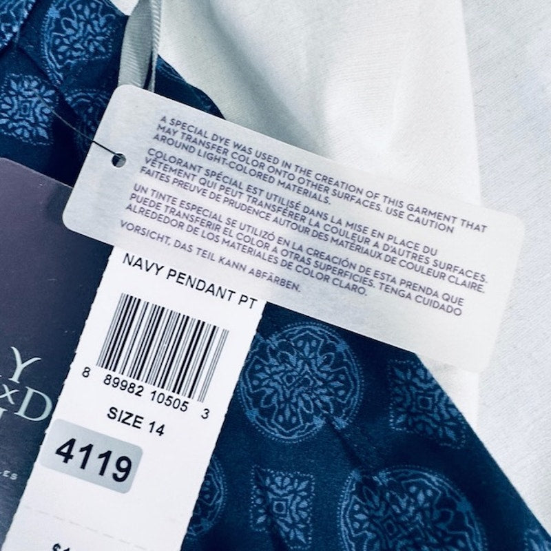 NYDJ Clarissa Ankle Jeans Lift Tuck Technology Pendant Print Blue Womens 14