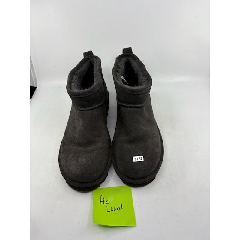 Bearpaw Shorty Ankle Suede Boot Wool Blend Lining Silp-On GraphiteWomens Size 13