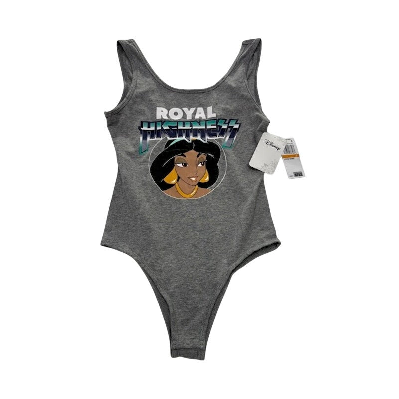 Disney Jasmine Royal Highness Graphic Bodysuit Scoop Neck Gray Women Size S