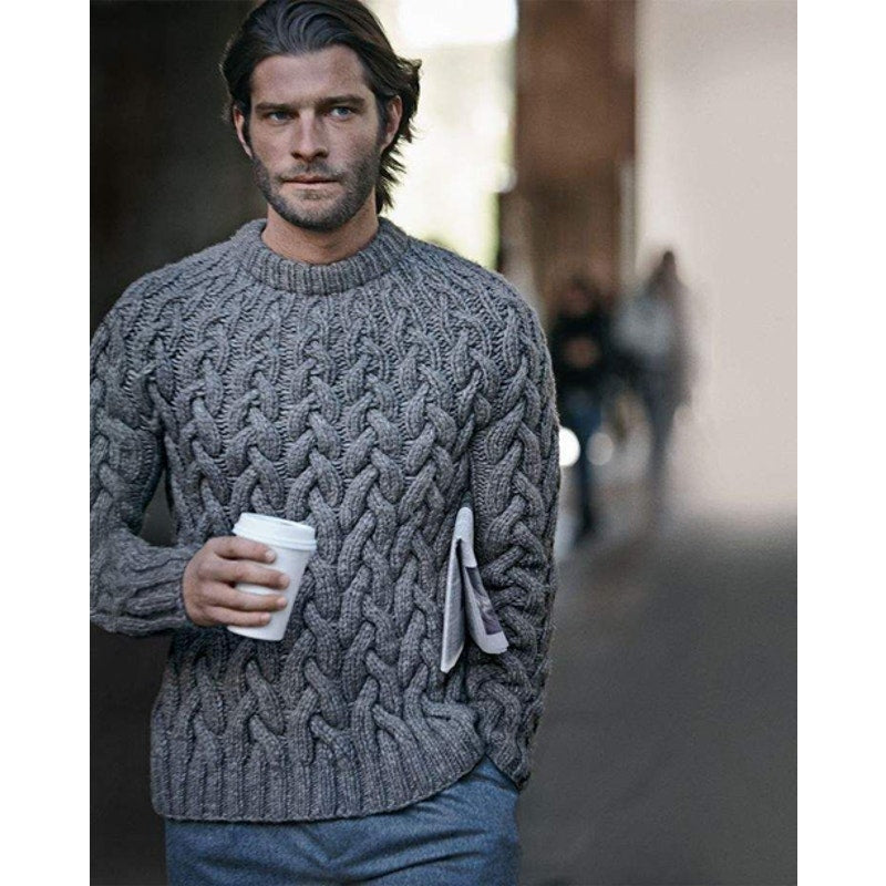 Michael Kors Shrinking Cable-Knit Wool-Blend Sweater Ash Melange Mens Sz XL