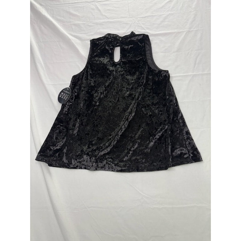 Crave Fame by Almost Famous Velvet Sleeveless Pullover Top Black Womens M