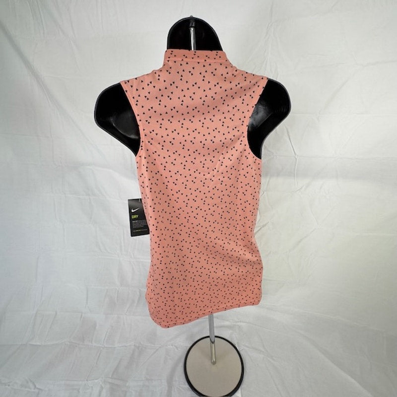 Nike Dri-FIT Victory Sleeveless Golf Polo Printed V-Neck Pink Womens XS