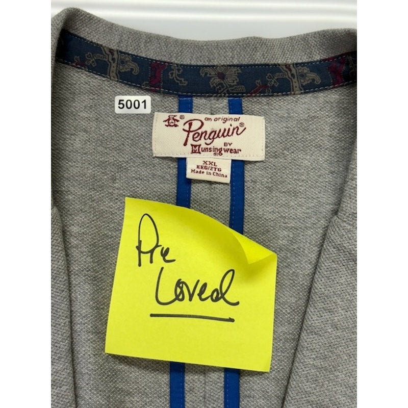 Penguin Sport Jacket Two Button Front Elbow Patch Wool Blend Gray Mens Size XXL