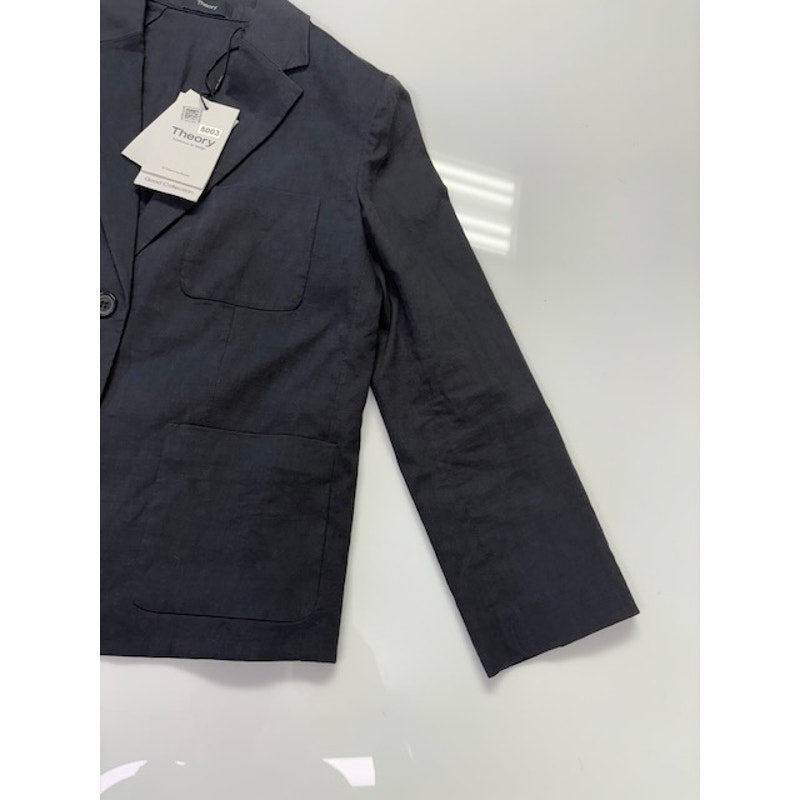 Theory Shrunken Split Cuff Two Button Blazer 3/4 Sleeve Womens Gray Size 4