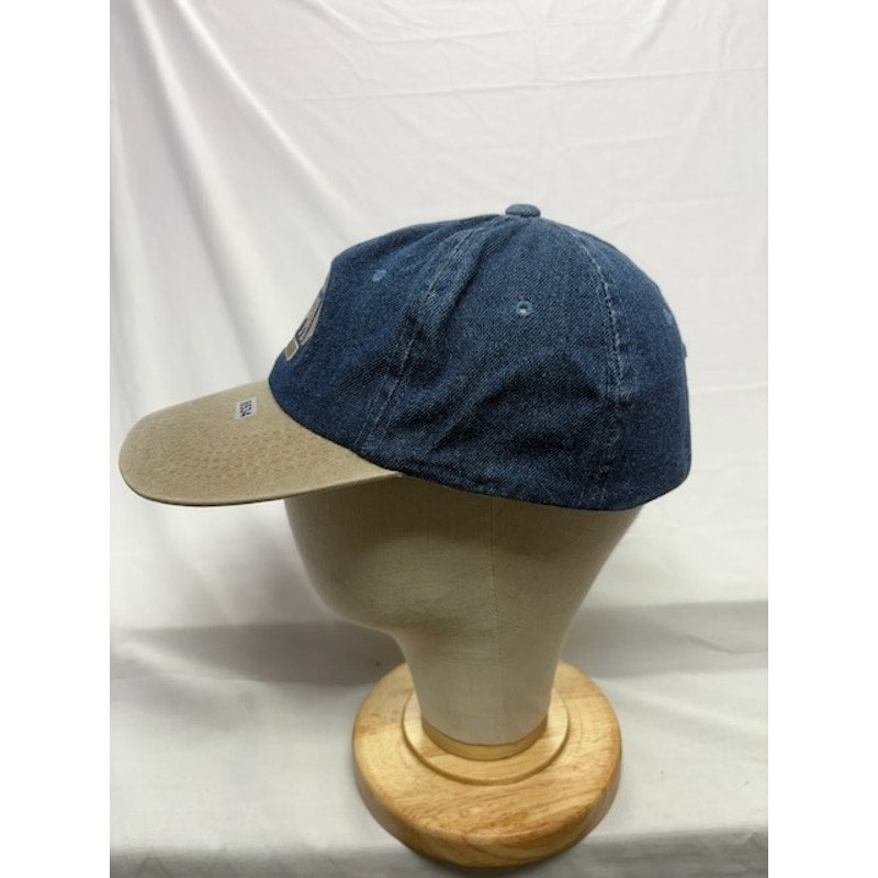 NAPA Denim Strapback Hat Embroidered Logo Blue Tan Cap Unisex Adult OSFA
