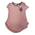 Self Esteem Owl Graphic Print Tunic Top Short Sleeve Round Hem Pink Women XS