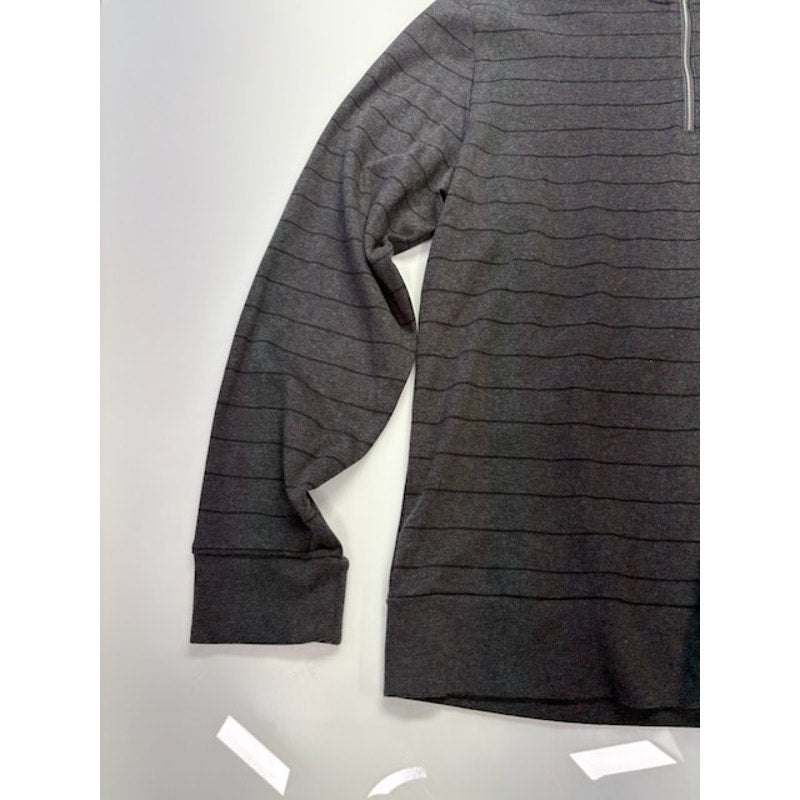 Calvin Klein Quarter-Zip Sweatshirt Liquid Touch Stripe Gray/Black Size XL