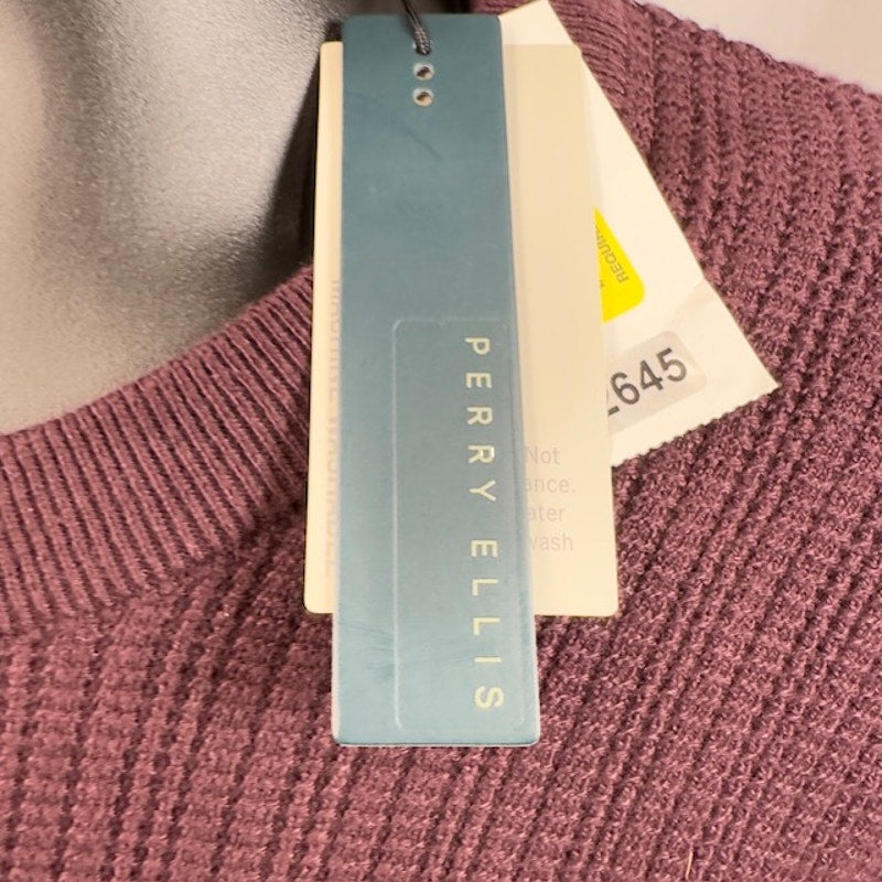 Perry Ellis Long-Sleeve Henley Sweater Round Neck Pullover Mauve Mens  Size 2XLT