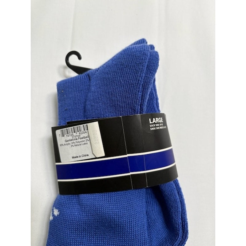 2 Pairs Adidas Gametime Football Socks Knee High Blue/White Mens Sz L 10-13