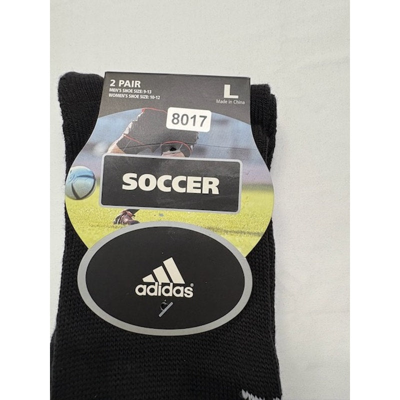 2 Pairs Adidas Soccer Socks Over The Calf Black/White Mens Shoe Size L 9-13