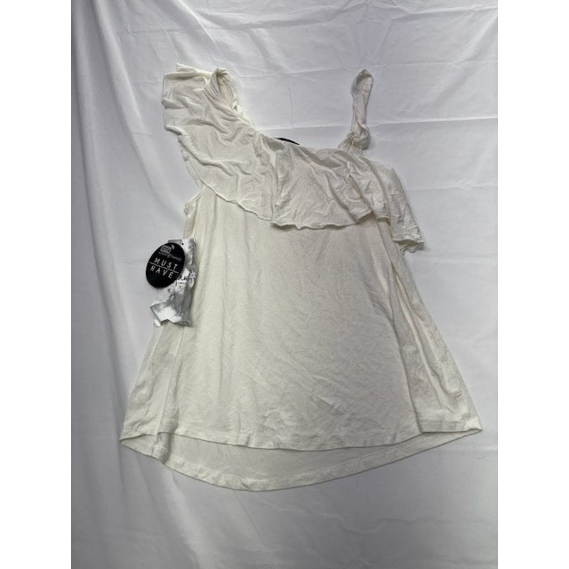 Crave Fame By Almost Famous One Shoulder Ruffle Pullover Blouse Top White XS