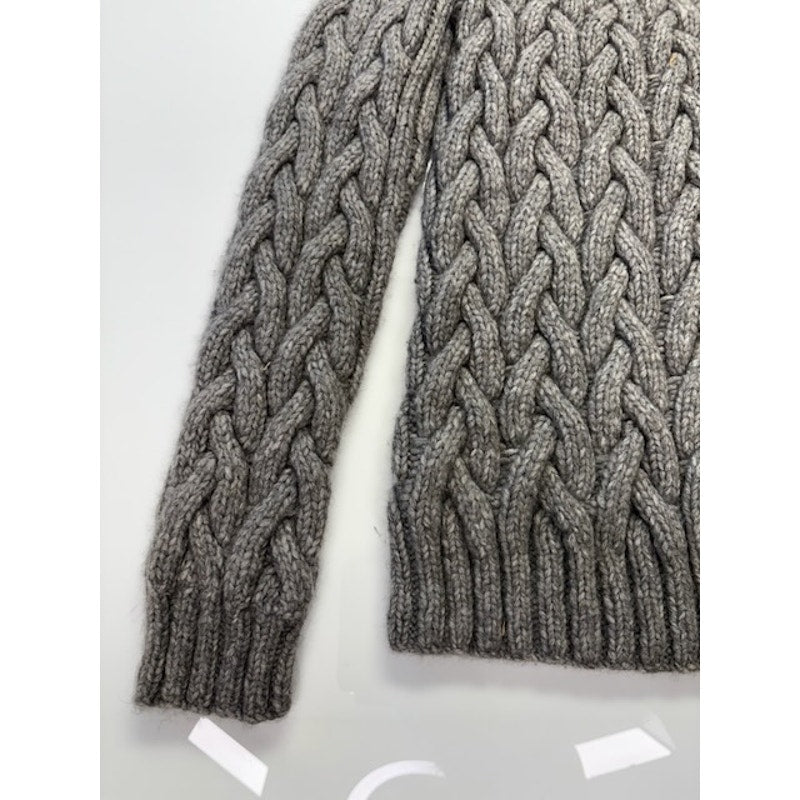 Michael Kors Shrinking Cable-Knit Wool-Blend Sweater Ash Melange Mens Sz XL