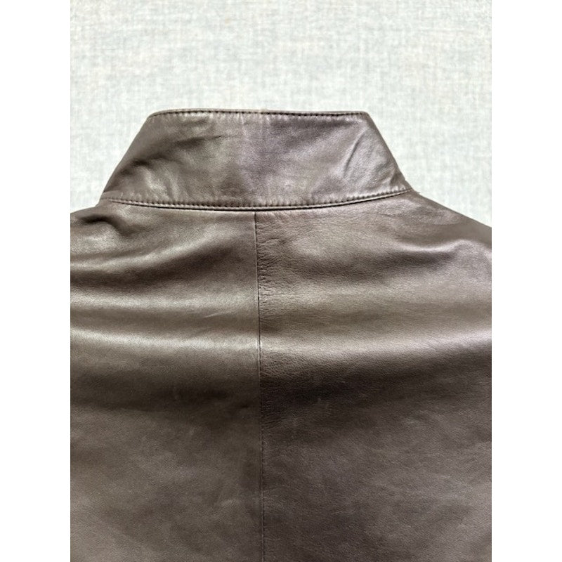 Carlisle Leather Moto Jacket Elastic Waist Sleeve Zip-Up Brown Womens Size 10