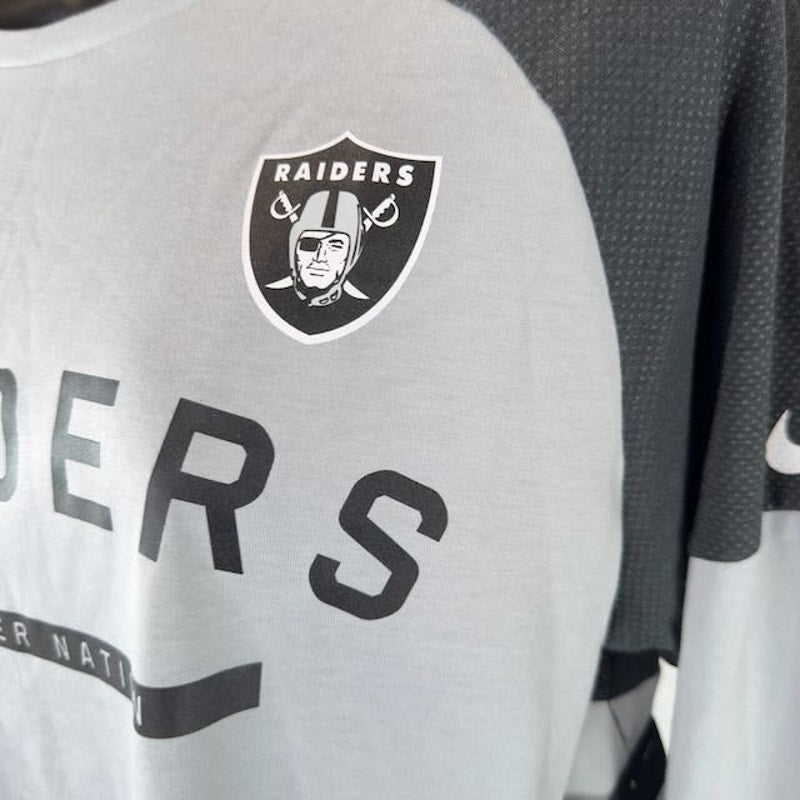 Nike Oakland Raiders Tailgate Long-Sleeve T-Shirt Loose Fit Gray Womens Size S