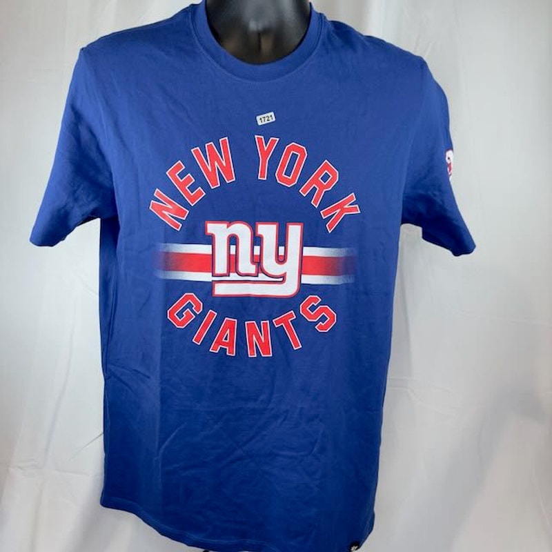 '47 Brand New York Giants Looper Super Rival T-Shirt Crewneck Blue Mens Size S