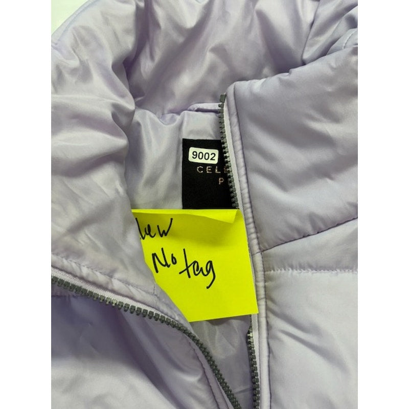 Celebrity Pink Cropped Puffer Coat Front Zipper Lined Purple Womens Size L