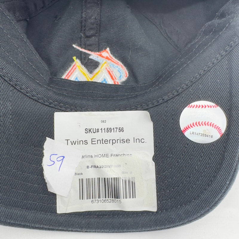 47 Brand Mens Miami Marlins MLB Baseball Cap Team Logo Strap Back Black Size M