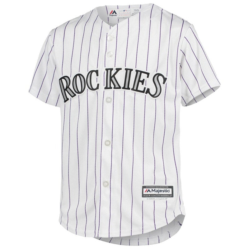 Majestic Colorado Rockies Jersey Blackmon #19 Pinstripe White Youth Size M