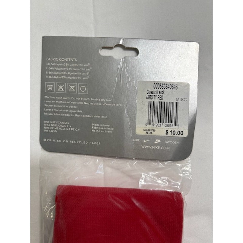 Nike Classic II Soccer Socks Over The Calf Varsity Red Mens Size 3.5-8.5
