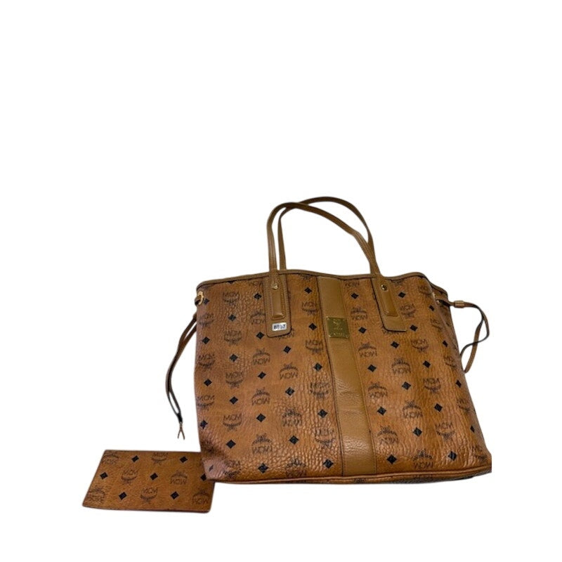 MCM Liz Reversible Visetos Cognac Shopper Tote Bag With Wallet Set Brown Large