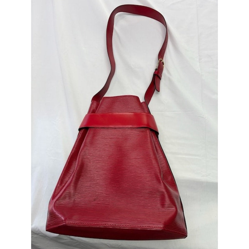 Authentic Louis Vuitton Sac d'Epaule Handbag Epi Leather Bucket Bag M80197 Red