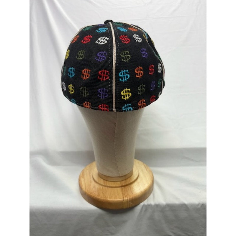 Phat Headz Flat Brim Baseball Hat Dollar Sign All Print Black Unisex Size 7 1/2