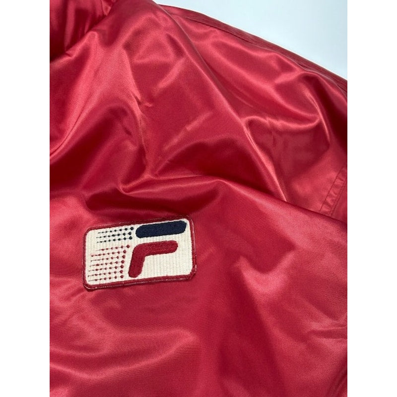 Fila Vintage Sun Faded Japan Sport Stripes Jacket Quilted Lined Red Mens Size L
