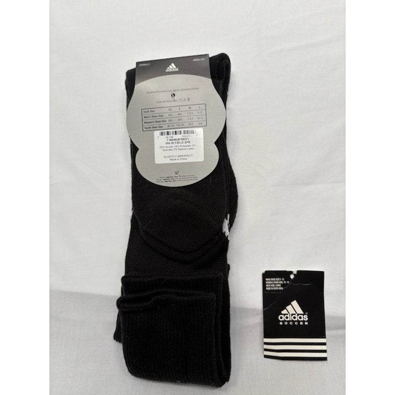 2 Pairs Adidas Soccer Socks Over The Calf Black/White Mens Shoe Size L 9-13