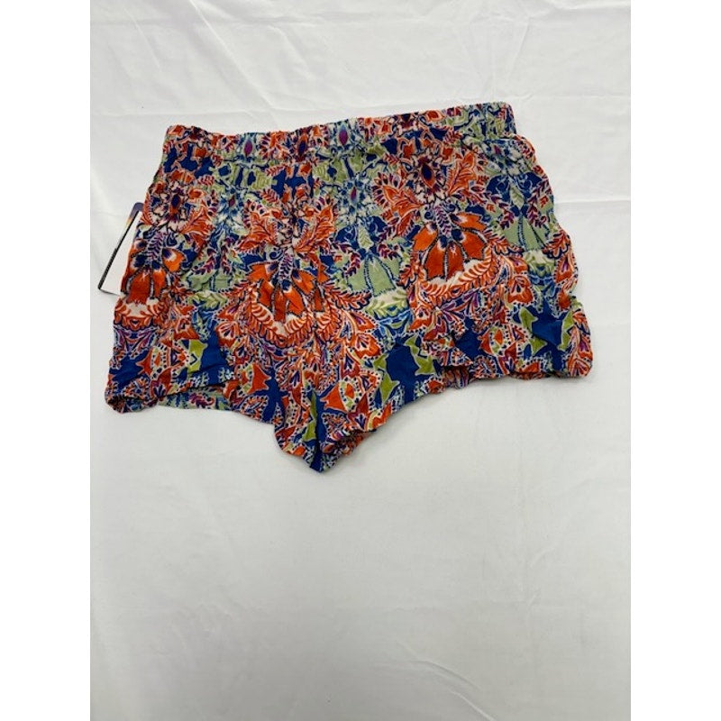 Be Bop Pull-On Floral Skort Mid Rise Rayon Blue/Rust Womens Juniors Size XS